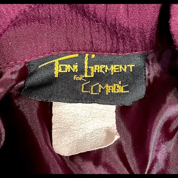 Vintage burgundy double breasted boxy rayon blend blazer L - Picture 6 of 8